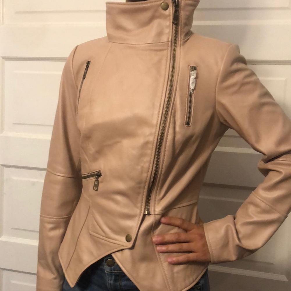 g.i.l.i genuine leather blush pink jacket Sz 4